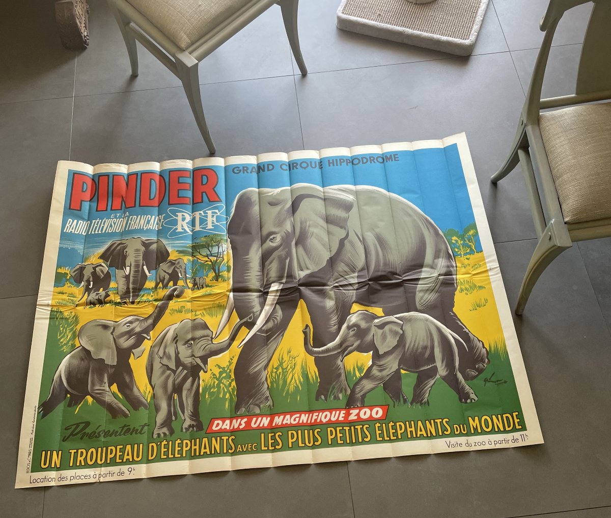 Grande affiche cirque Pinder RTF Éléphants vers 1955 -photo-2