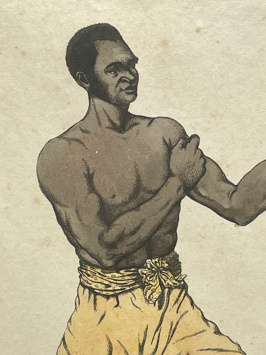 Gravure originale ancienne Bill Richmond 1810 Boxe -photo-3