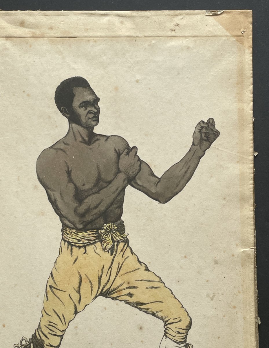 Gravure originale ancienne Bill Richmond 1810 Boxe -photo-2