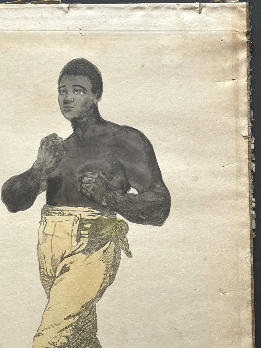 Gravure originale ancienne Tom Molineaux 1812 Boxe-photo-3