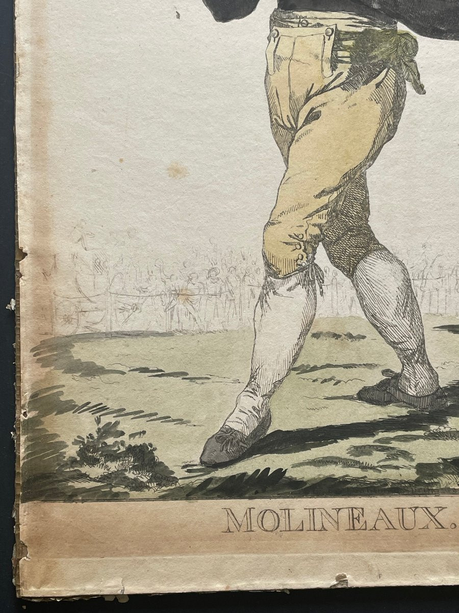 Gravure originale ancienne Tom Molineaux 1812 Boxe-photo-5