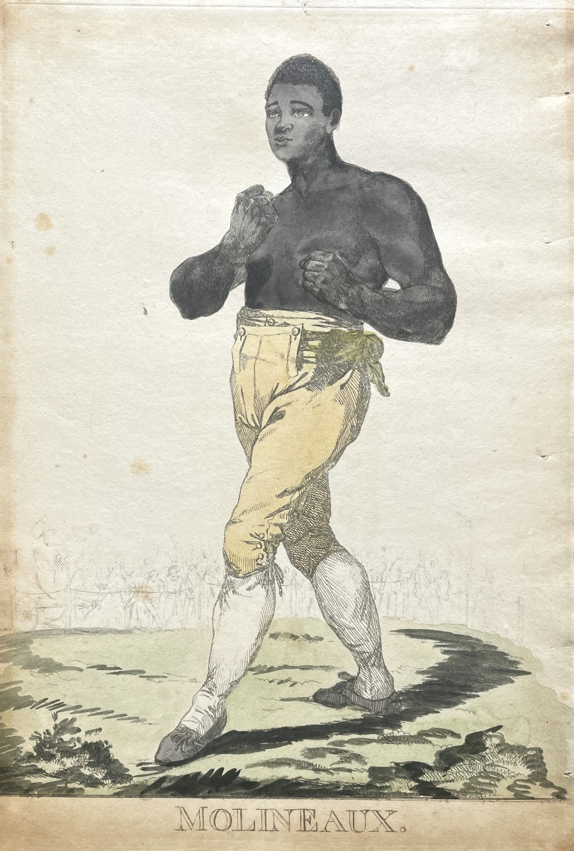 Gravure originale ancienne Tom Molineaux 1812 Boxe