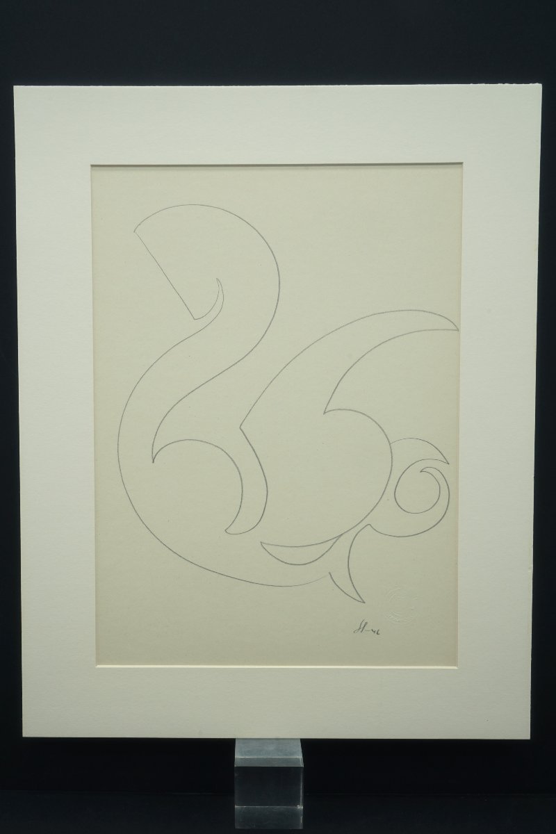 Victor Servranckx 1897-1965 Abstract Pencil Drawing-photo-2