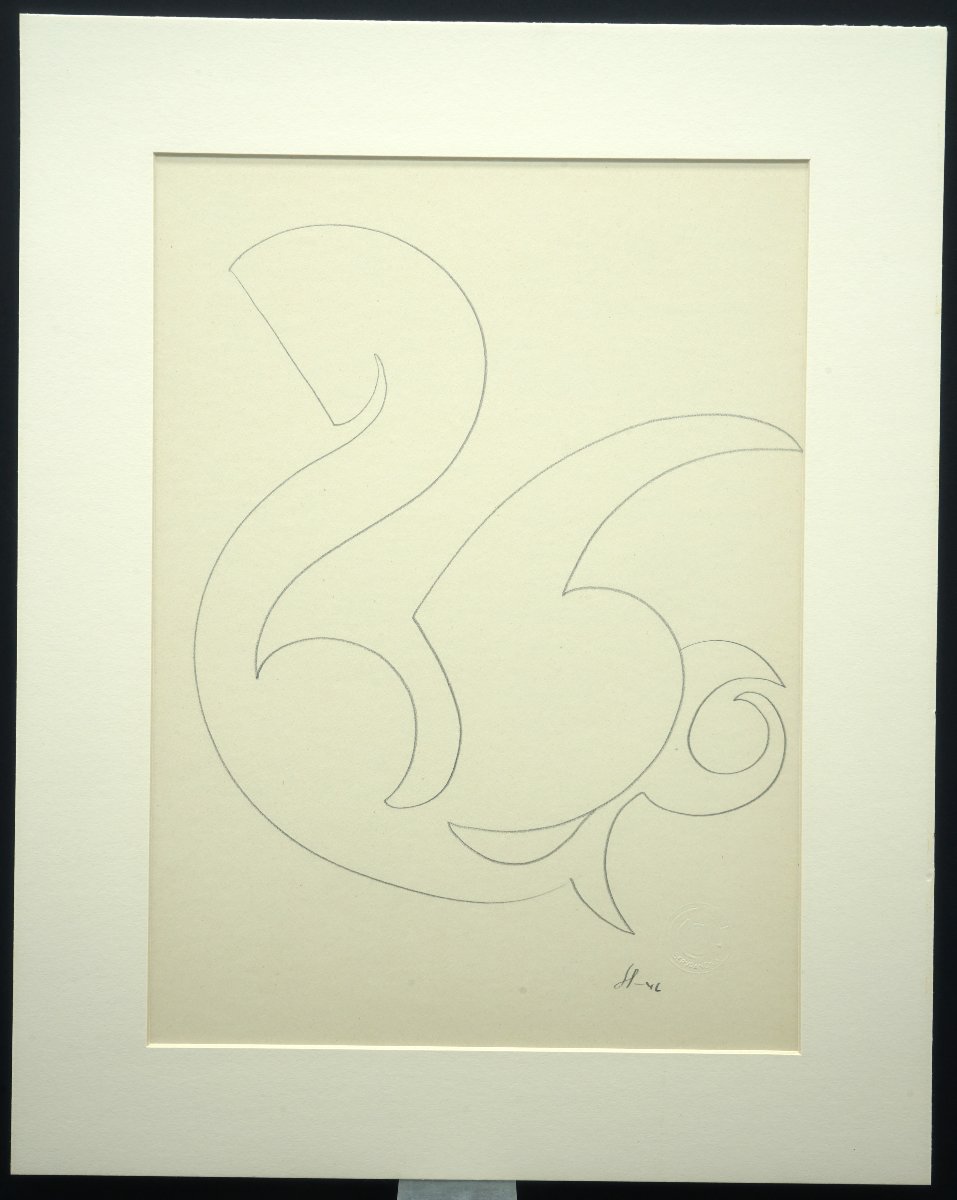 Victor Servranckx 1897-1965 Abstract Pencil Drawing-photo-3