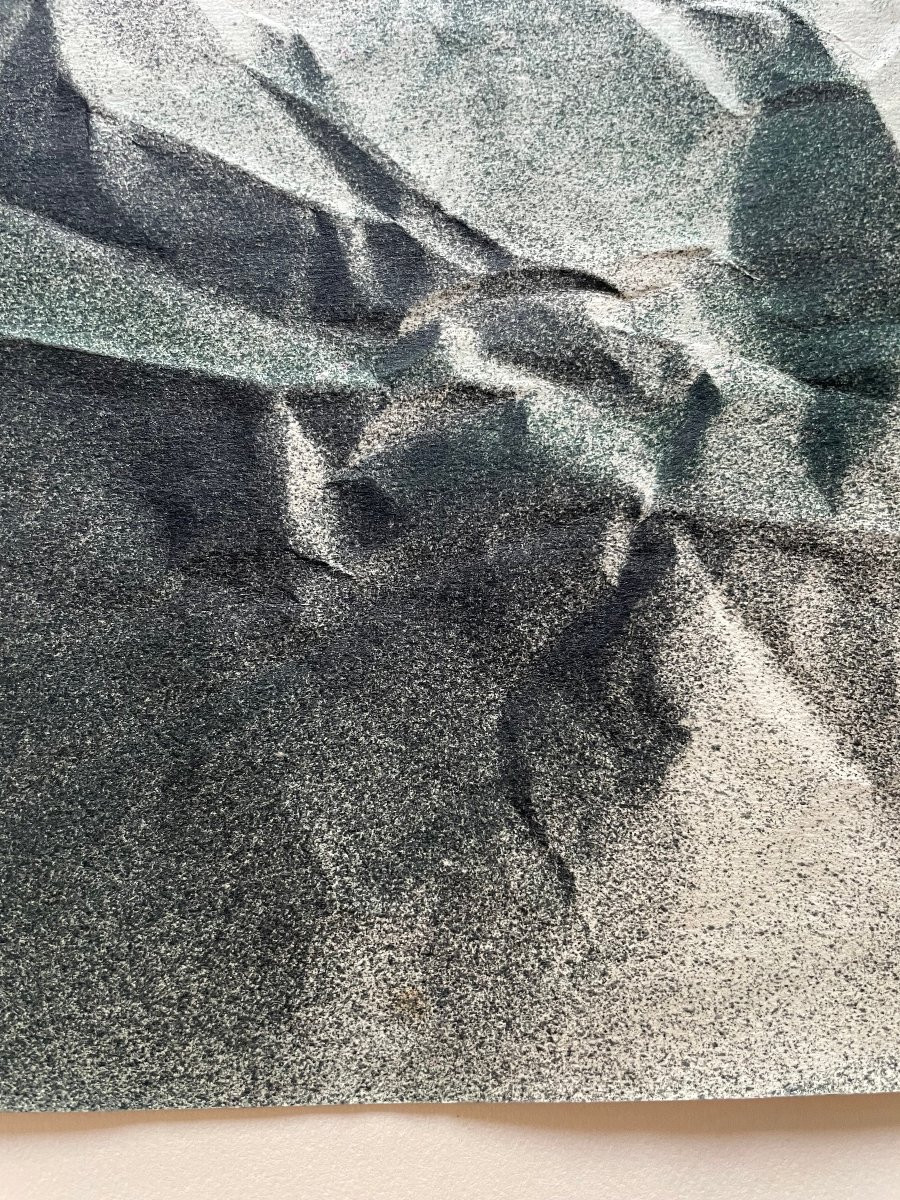 Composition Abstraite 1960 Fusain Pastel signée Luis Moyano 1929-1965-photo-6