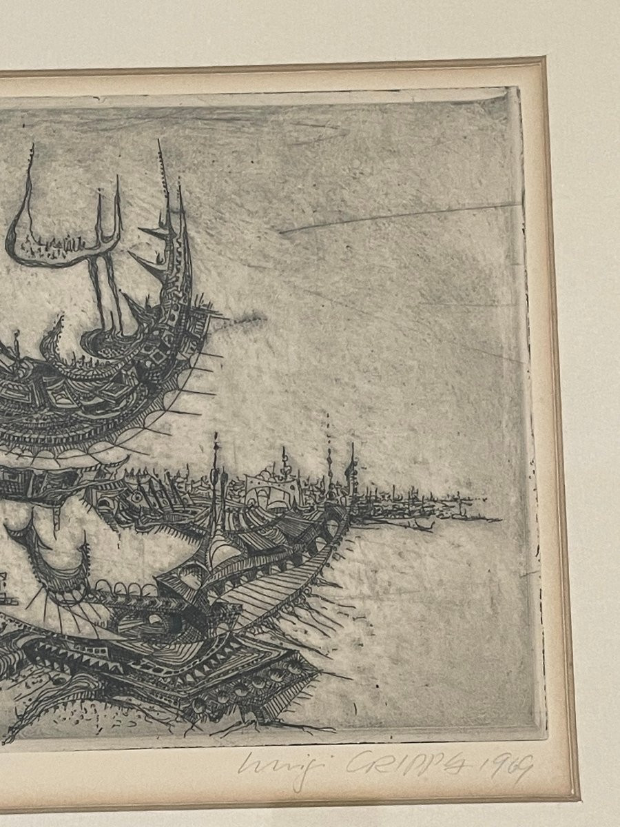 Etching By Luigi Crippa 1921-2006 Dated 1969 Numbered 19/20-photo-3