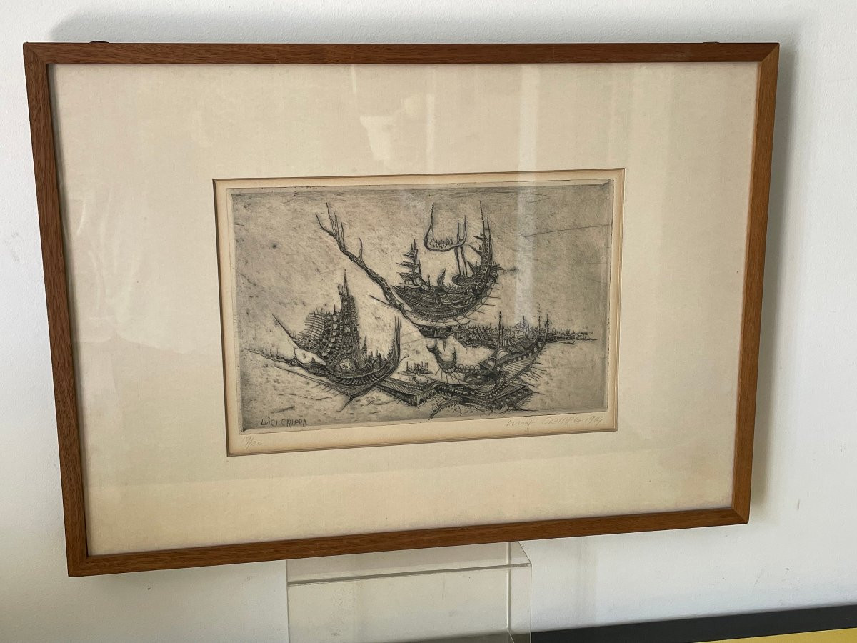 Etching By Luigi Crippa 1921-2006 Dated 1969 Numbered 19/20-photo-1