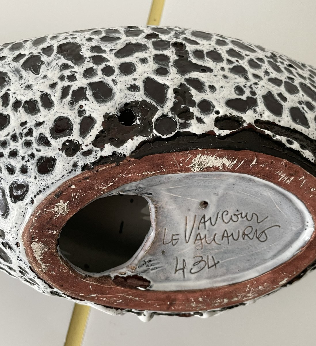 Large Vintage Ceramic Lamp Le Vaucour Vallauris -photo-3