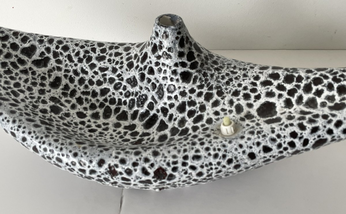 Large Vintage Ceramic Lamp Le Vaucour Vallauris -photo-1