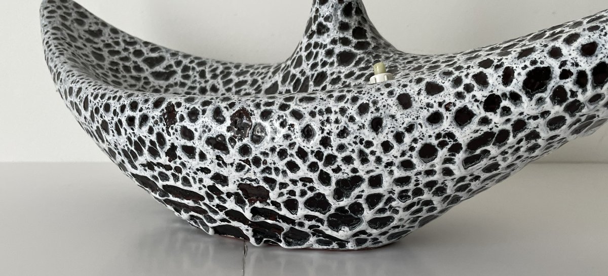 Large Vintage Ceramic Lamp Le Vaucour Vallauris -photo-2