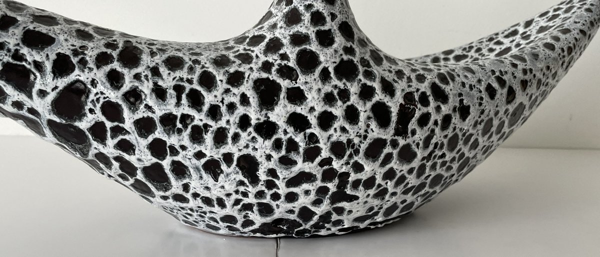 Large Vintage Ceramic Lamp Le Vaucour Vallauris -photo-4