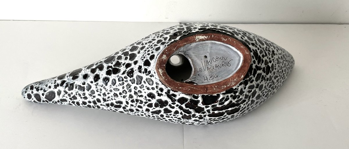 Large Vintage Ceramic Lamp Le Vaucour Vallauris -photo-5