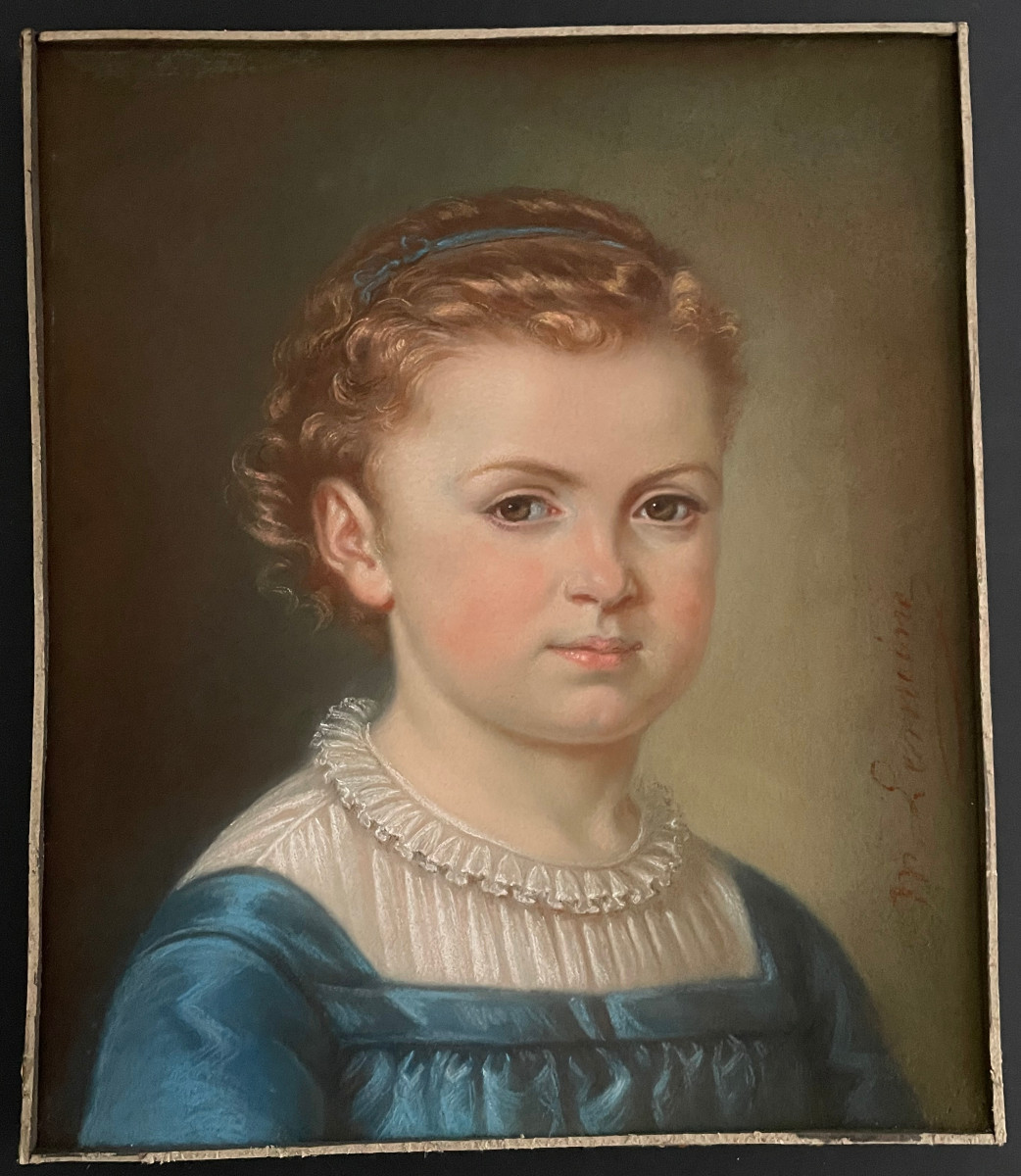 Tableau ancien portrait  Signé LEMOINE