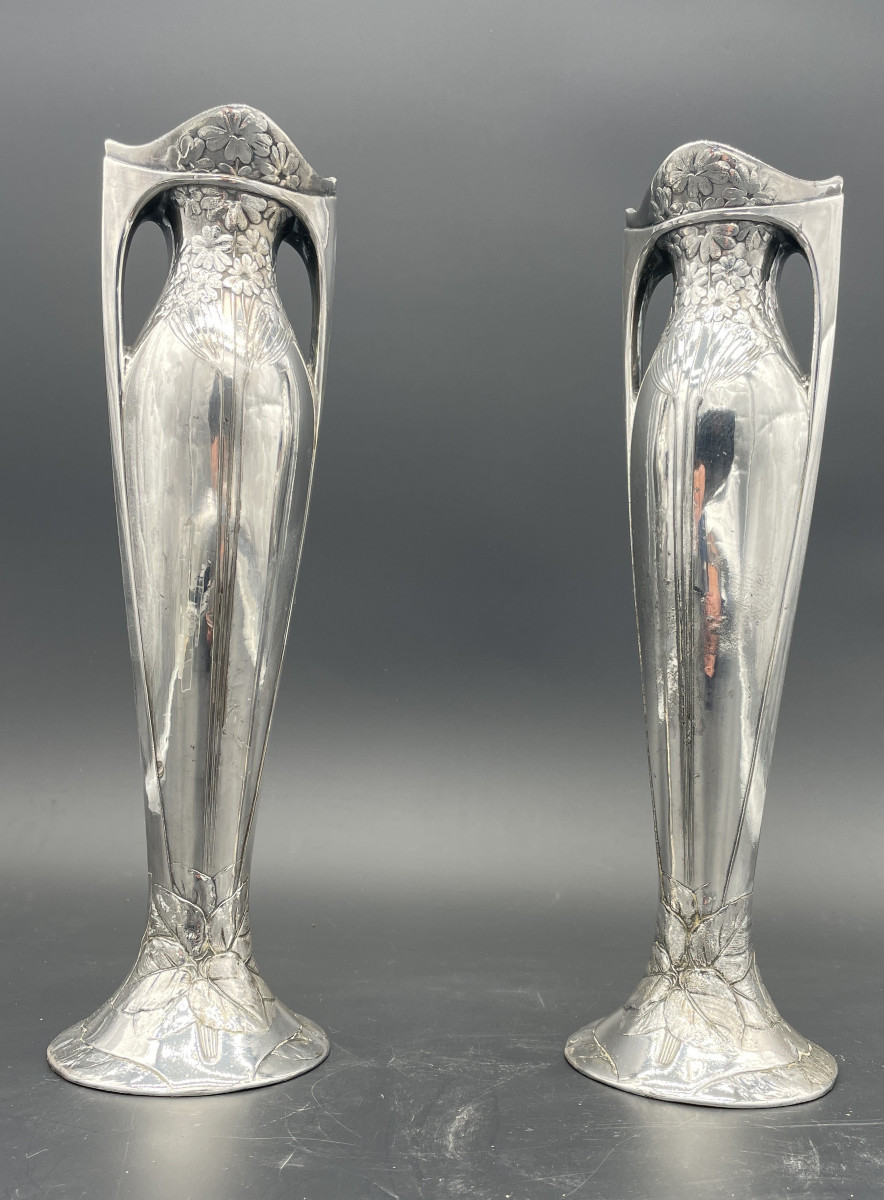 Vases  O Gallia Christofle décors Primevères circa 1900