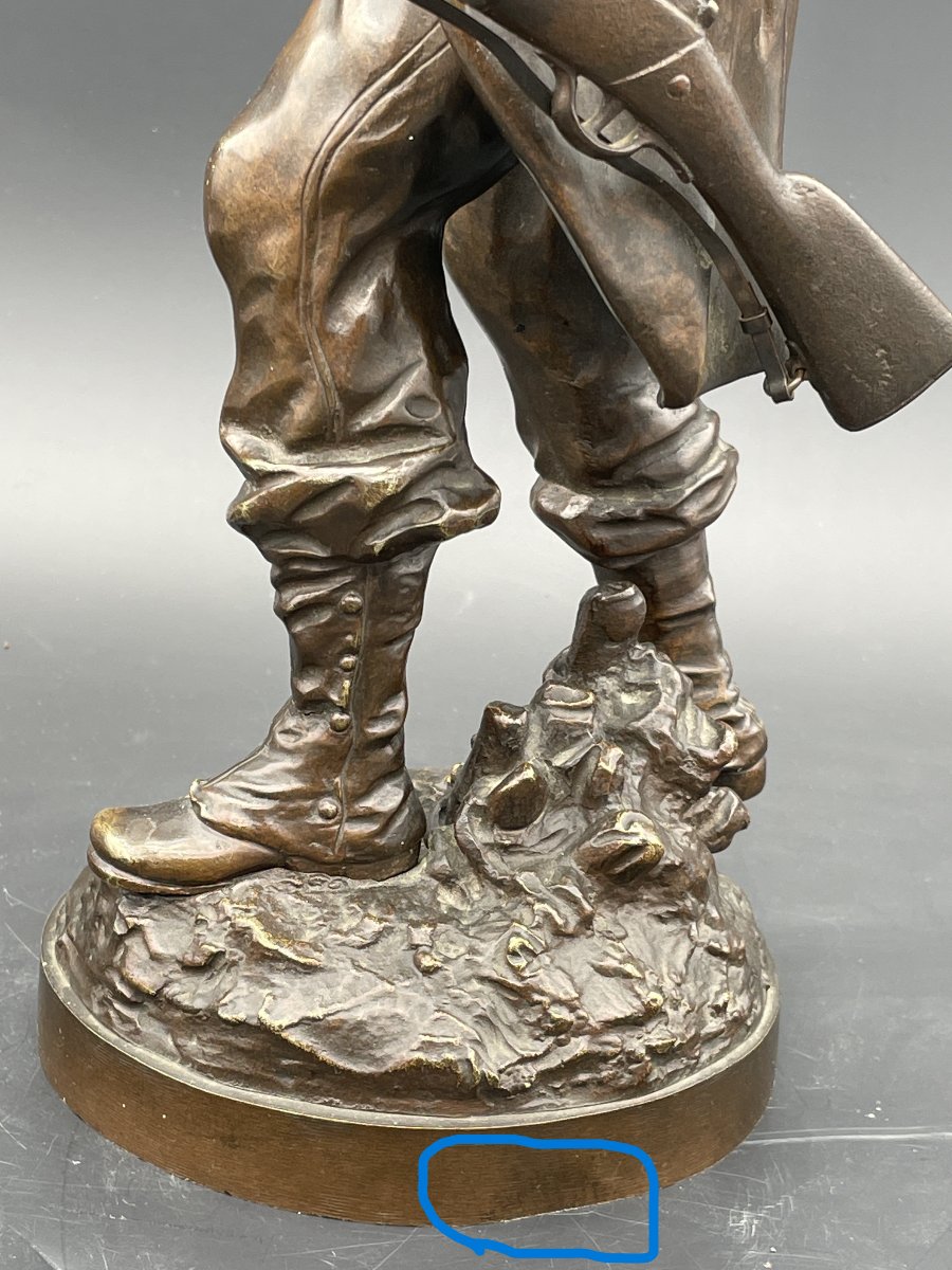 Buste militaire  bronze soldat au fusil Charles Anfrie 1833-1905-photo-1