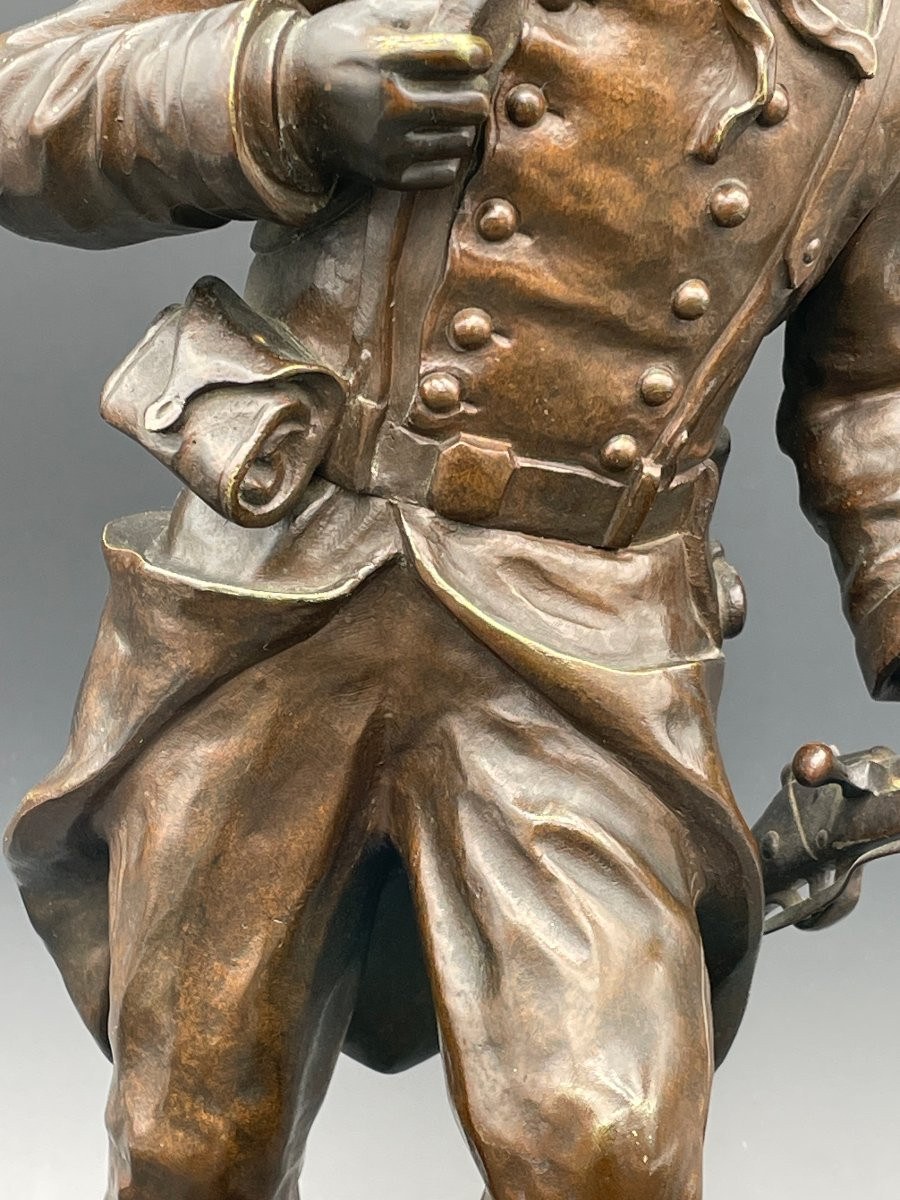 Buste militaire  bronze soldat au fusil Charles Anfrie 1833-1905-photo-6
