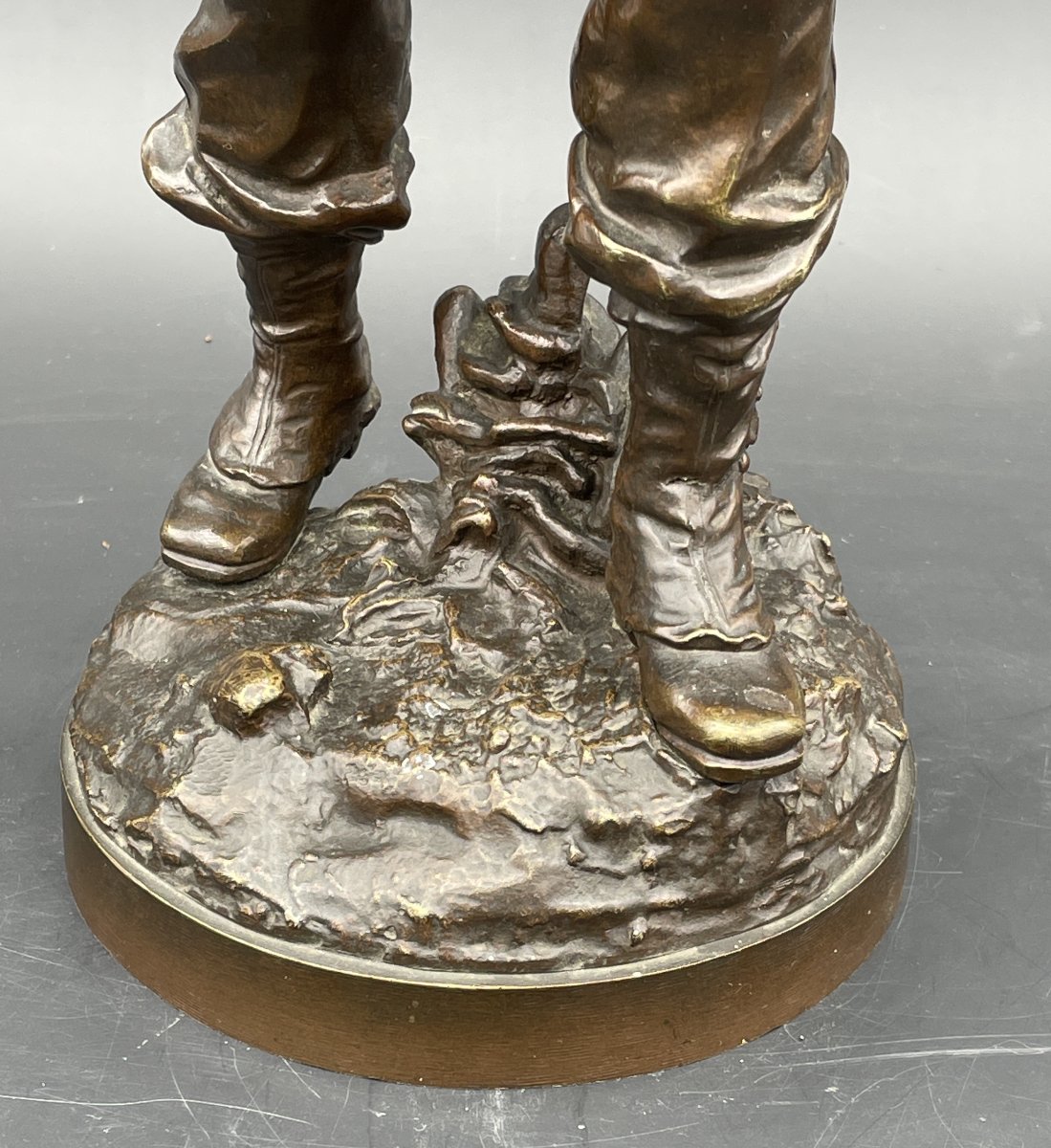 Buste militaire  bronze soldat au fusil Charles Anfrie 1833-1905-photo-7