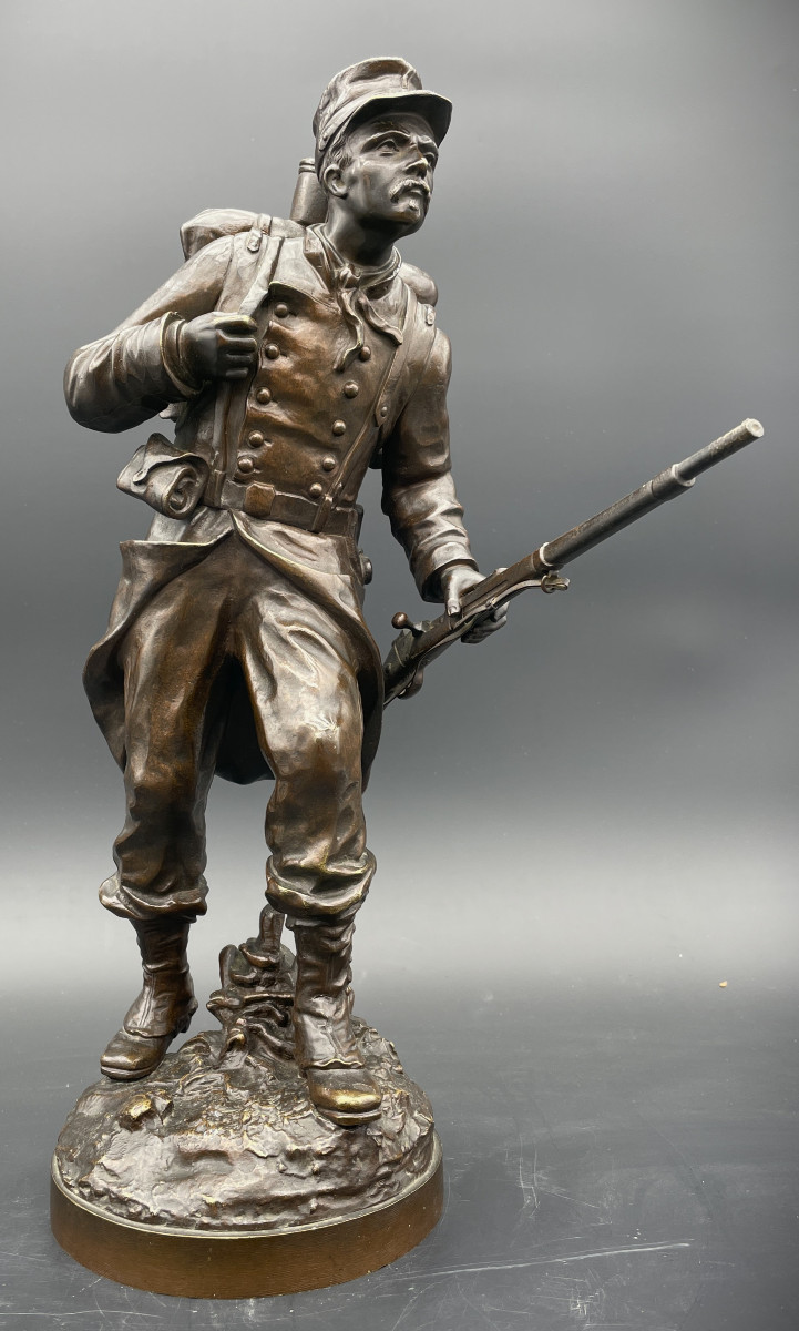 Buste militaire  bronze soldat au fusil Charles Anfrie 1833-1905