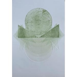 Pol Bury  Eau Forte Couleur 1972 non signée , Abstraction , abstrait 