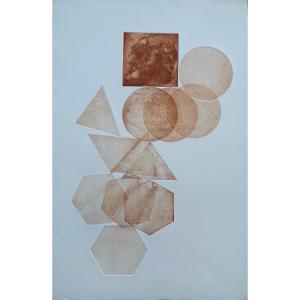  Pol Bury   Eau Forte Couleur 1972 non signée , Abstraction , abstrait 