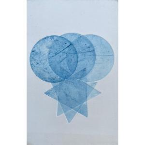 Pol Bury   Petite Eau Forte Couleur 1972 non signée , Abstraction 