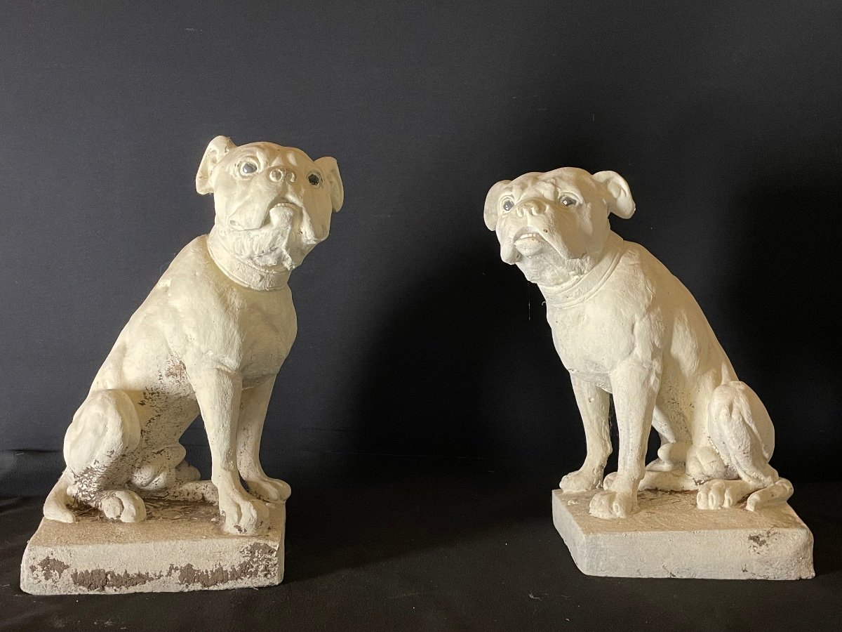 Garden Sculptures “pair Of Mastiffs”-photo-2