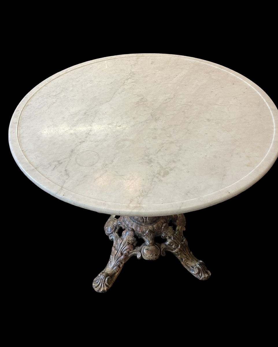 19th Century Marble And Cast Iron Pedestal Table-photo-4