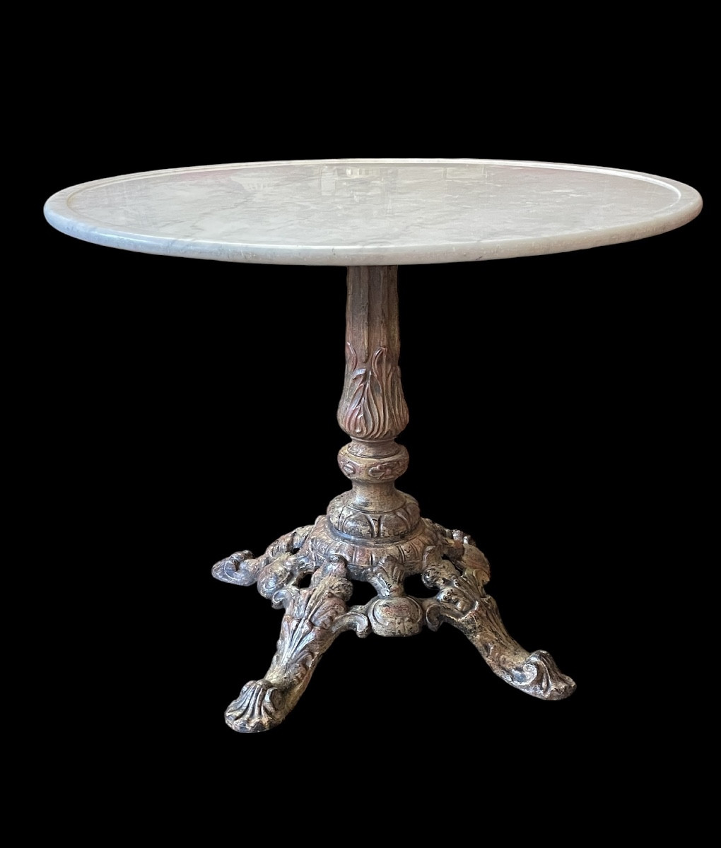 19th Century Marble And Cast Iron Pedestal Table