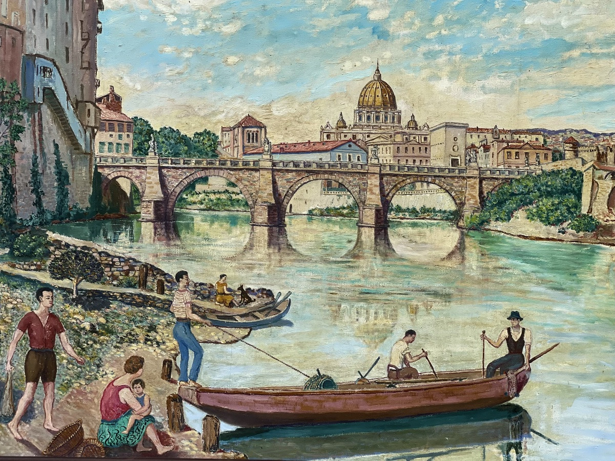 « Vue de Rome » huile sur toile -photo-2