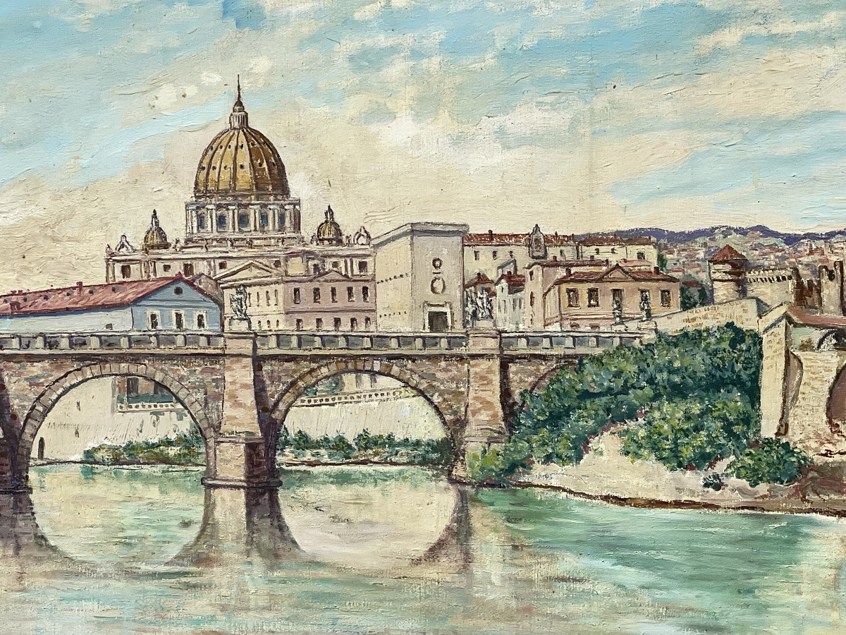 « Vue de Rome » huile sur toile -photo-1
