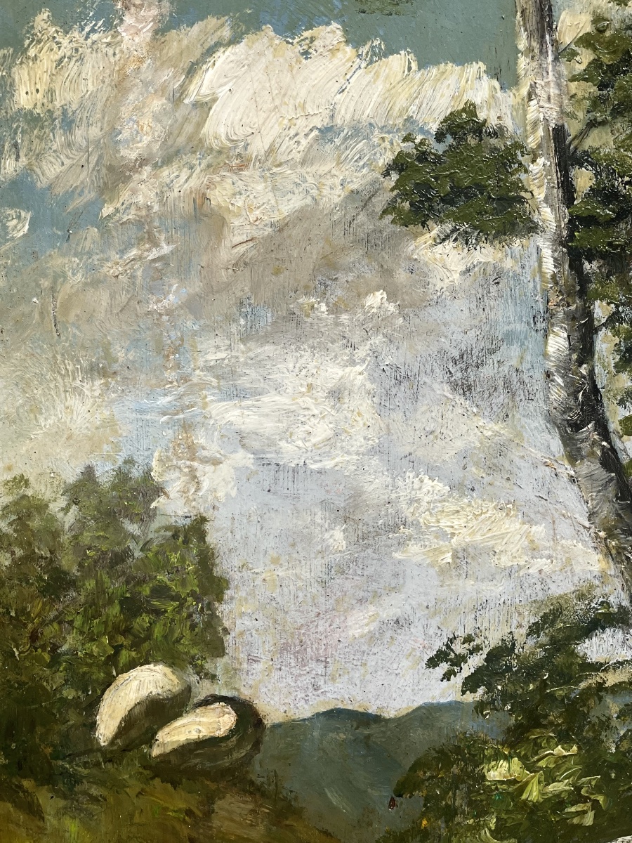 « La chasse à courre » tableau ancien -photo-1