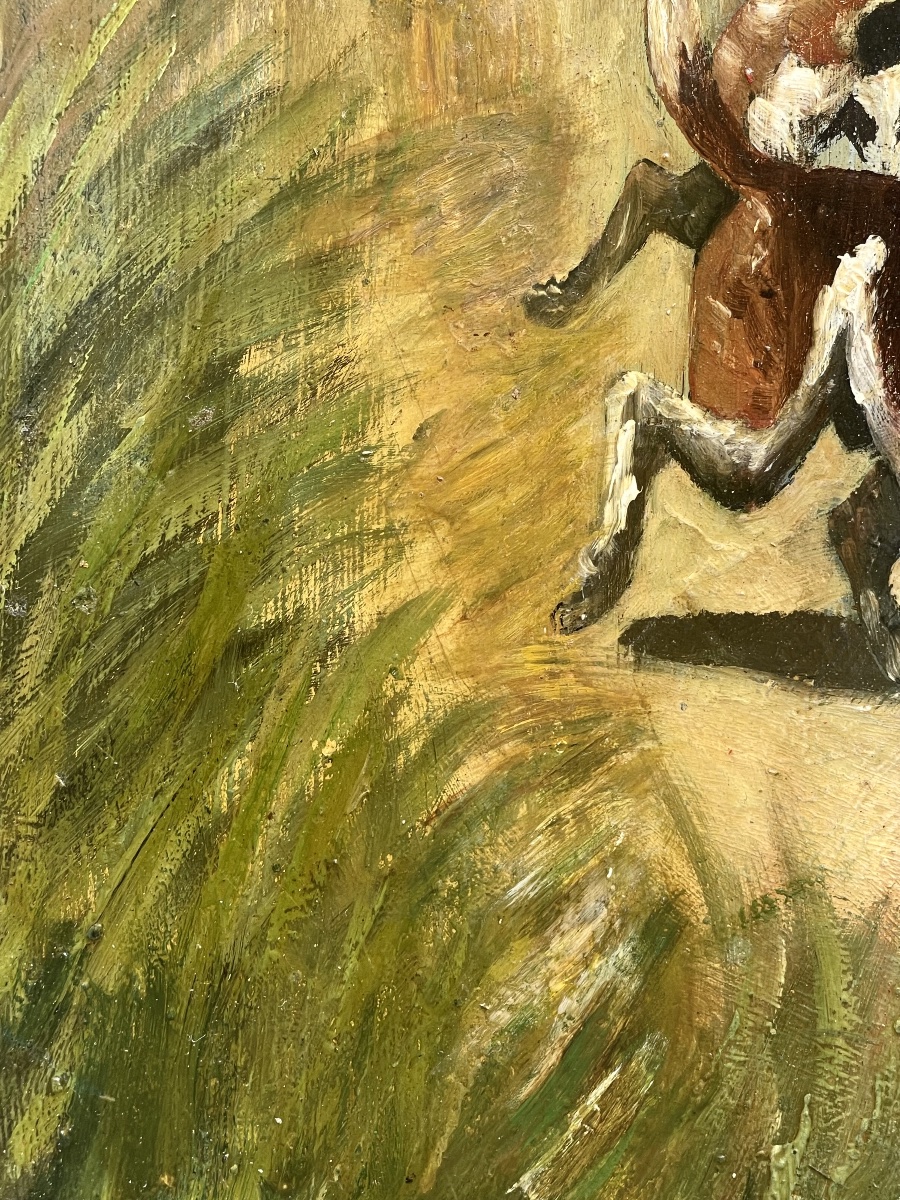 « La chasse à courre » tableau ancien -photo-4