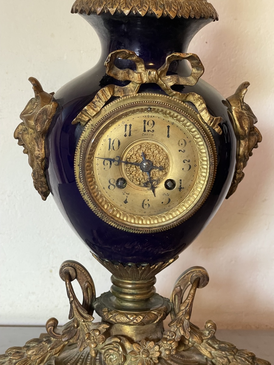 Pendule XIXeme bleu de Sevres-photo-2