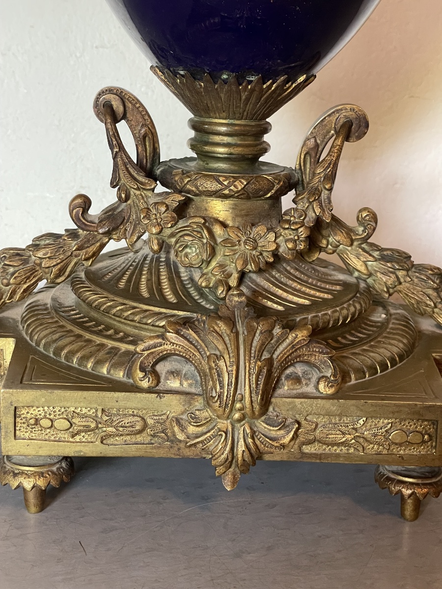 Pendule XIXeme bleu de Sevres-photo-3