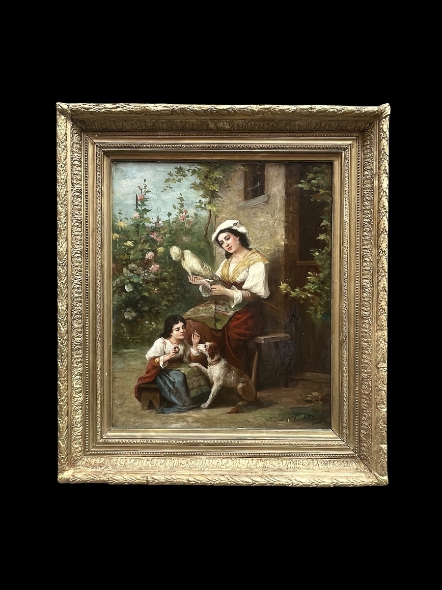 Old Painting, “the Spinner And Her Daughter”