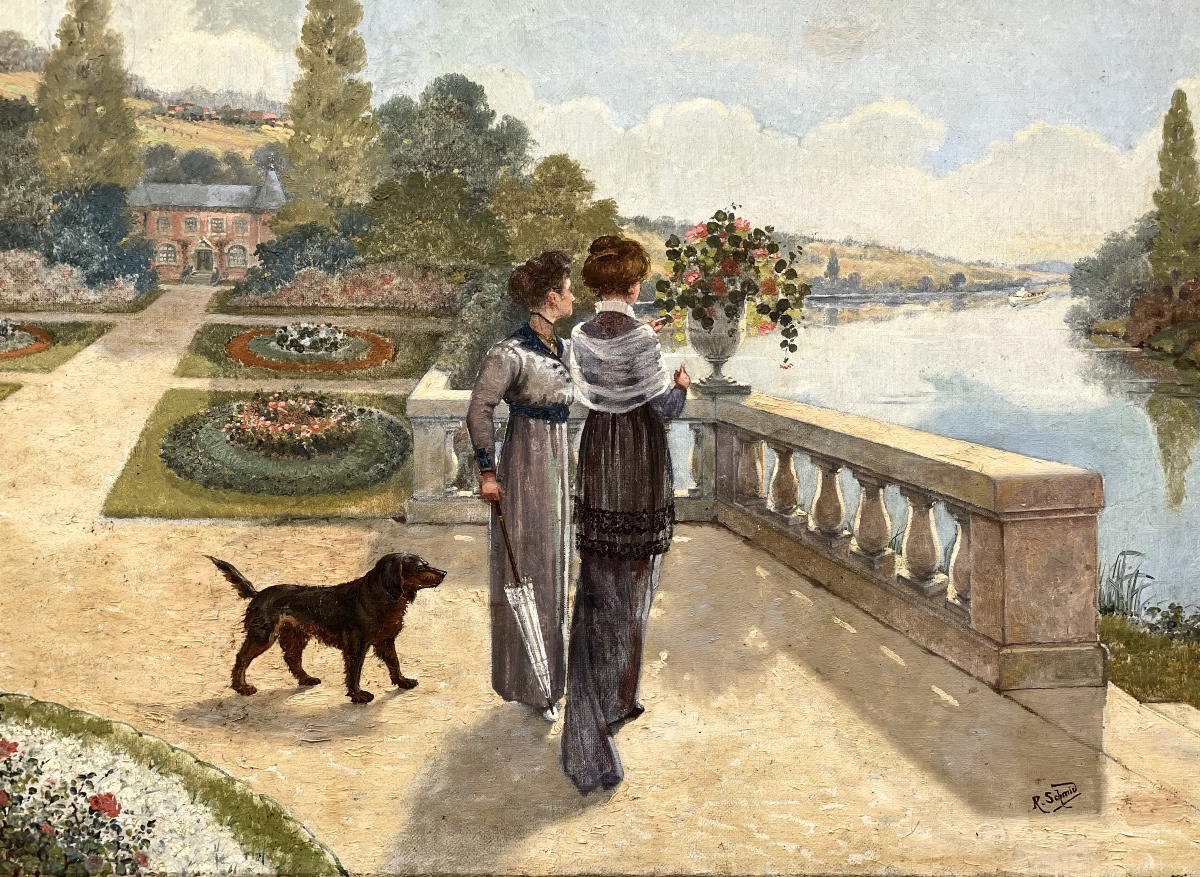 Antique Painting By René Schmid-photo-1