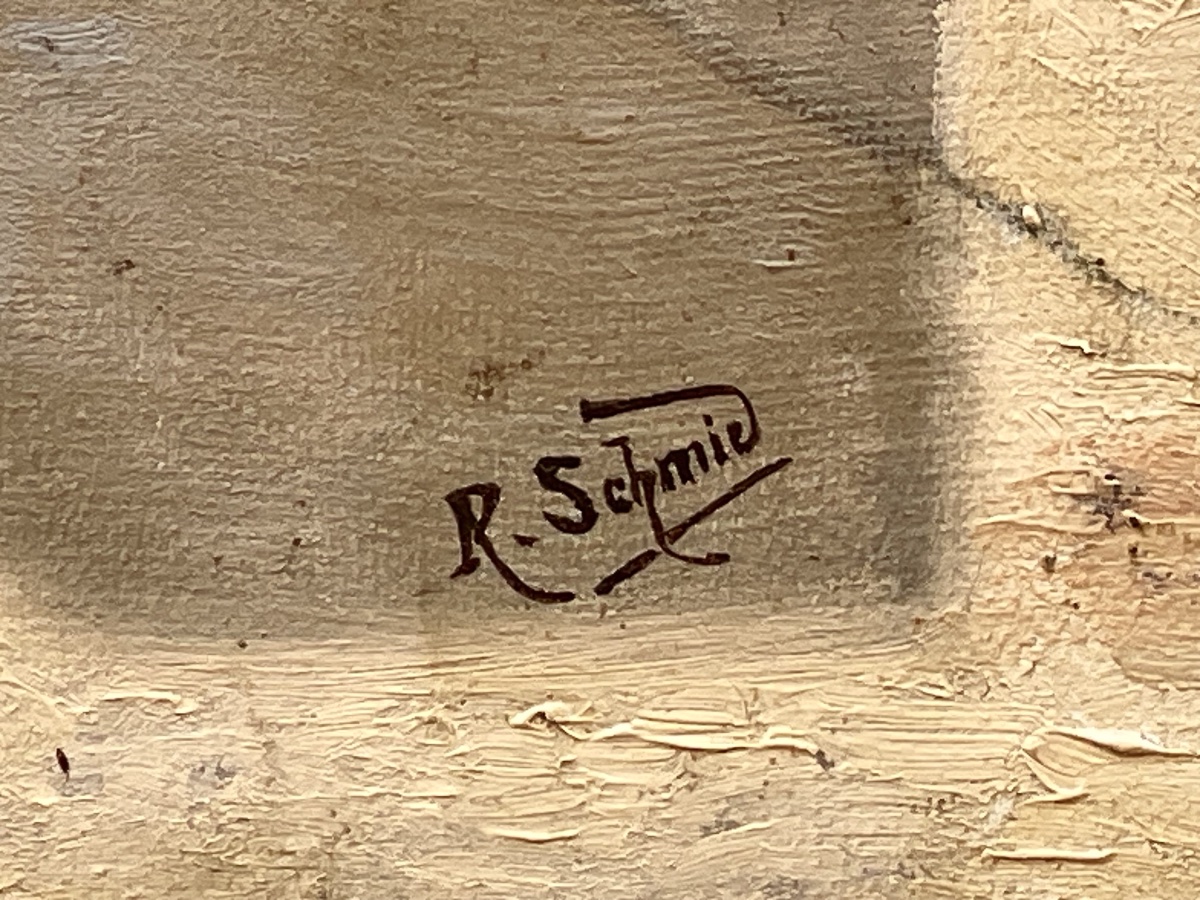 Antique Painting By René Schmid-photo-6