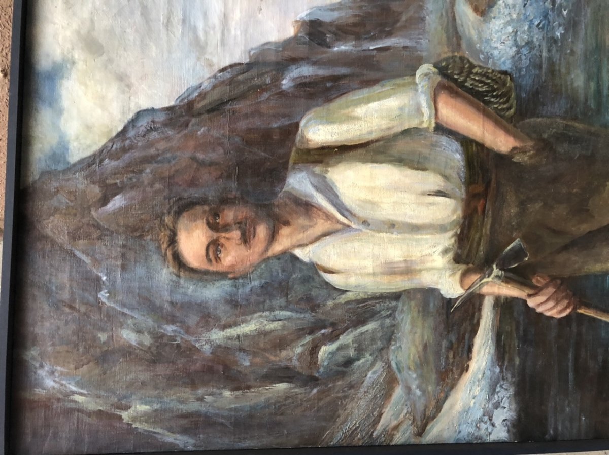 « l’alpiniste » Tableau Ancien -photo-2
