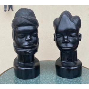 Paire De Sculptures Africaines