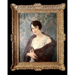 Portrait de femme tableau ancien 