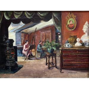 Scène d’intérieur - atelier de peintre 