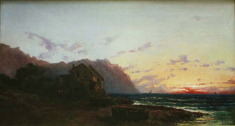 Alfred Godchaux (french, 1835 - 1895) Sunset On The French Coast-photo-2