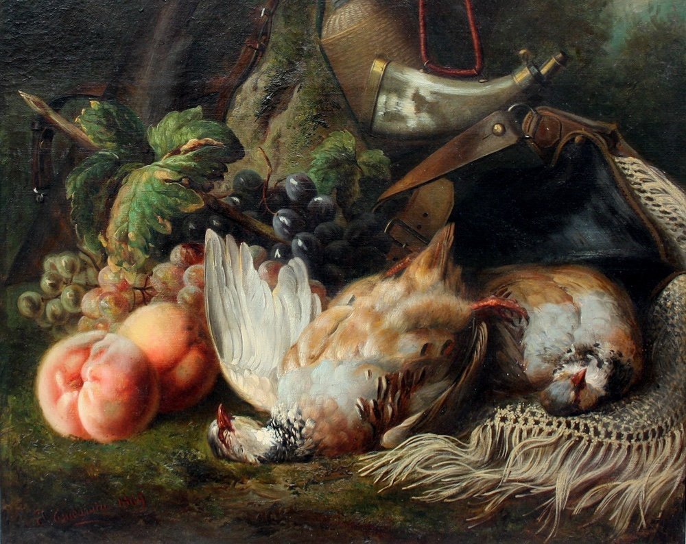 Chasse Nature Morte II par Joseph Henri Condamin (français 1847- Lyon - 1917)-photo-3
