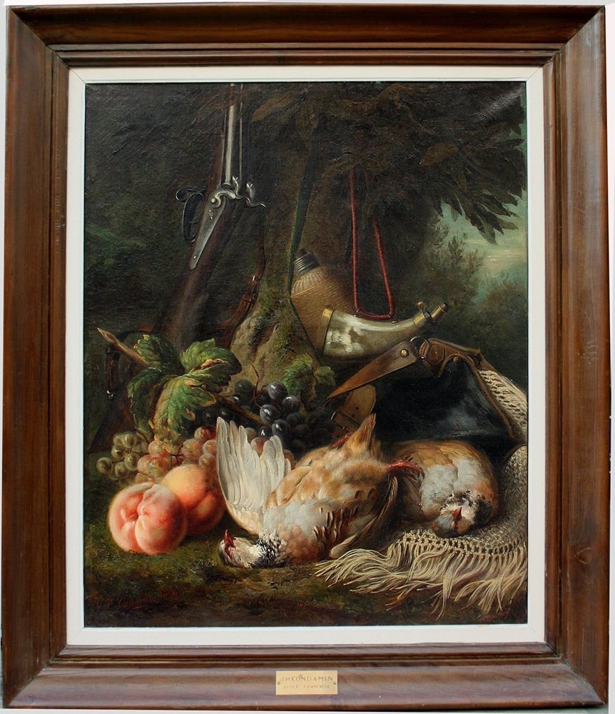 Chasse Nature Morte II par Joseph Henri Condamin (français 1847- Lyon - 1917)