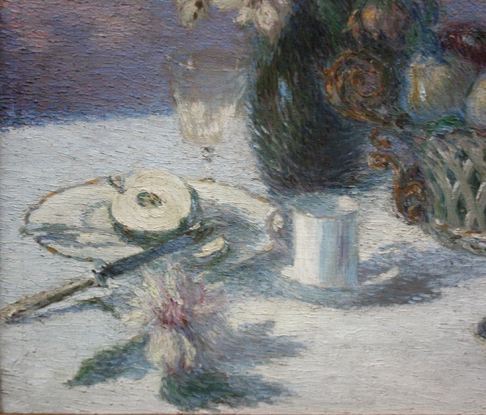 Pointillist Still Life By Sonia Routchine-vitry (1878 Odessa - 1931 Paris)-photo-1