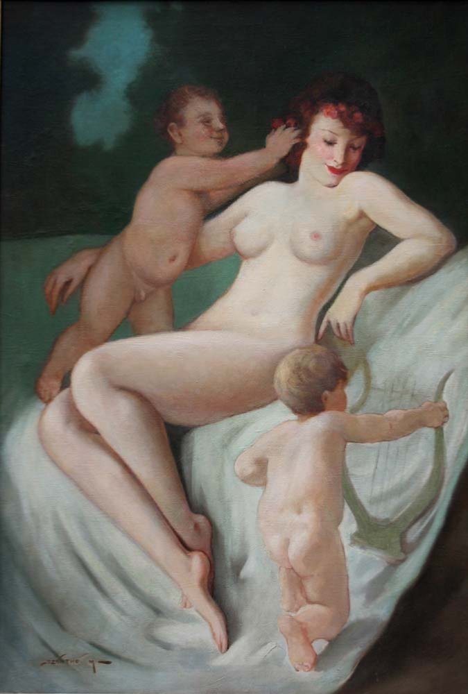 Nude With Cupids By Maria Szantho (1897-1998)-photo-2
