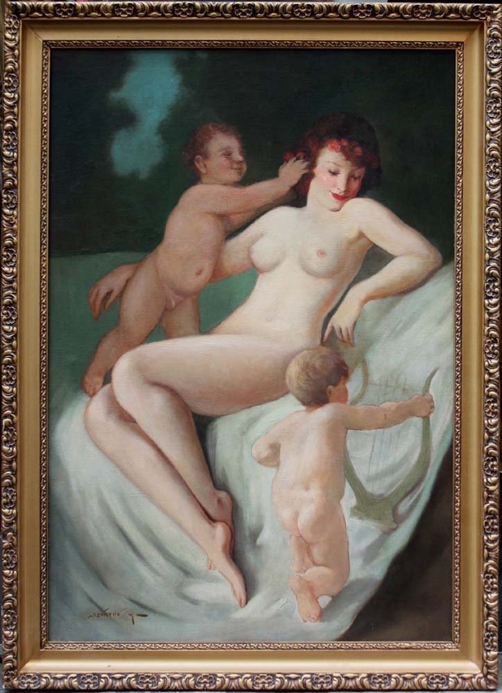 Nude With Cupids By Maria Szantho (1897-1998)