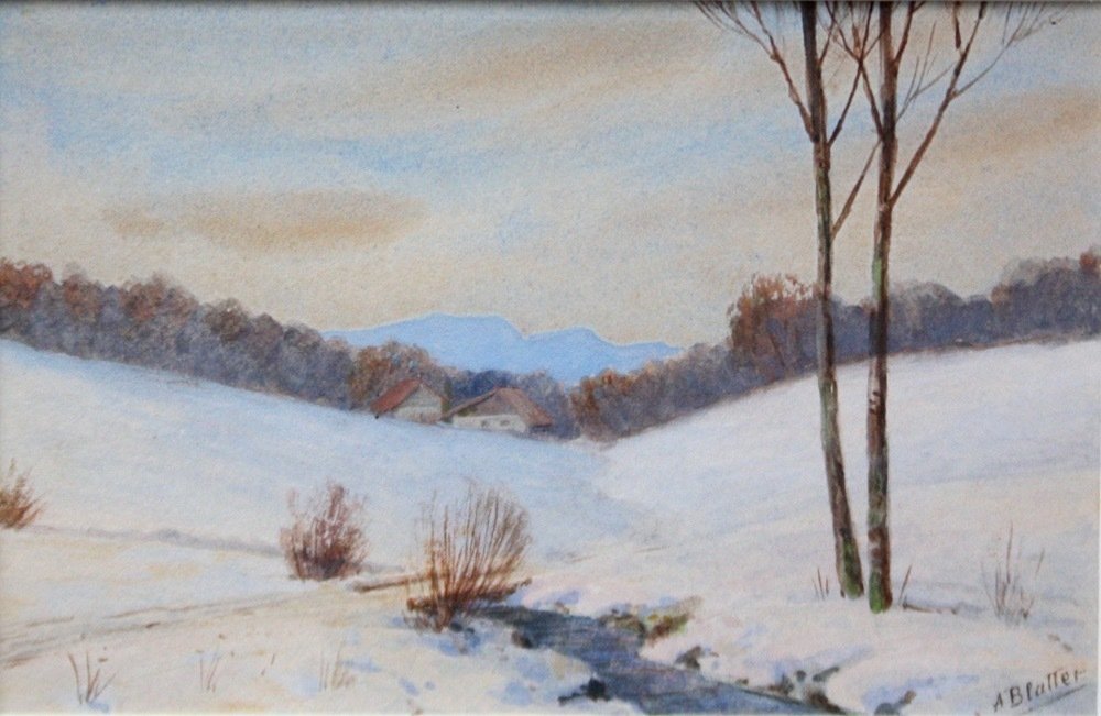 Alex Blatter (1878-1930) - A Pair Of Winter And Summer Countryside Landscapes-photo-4