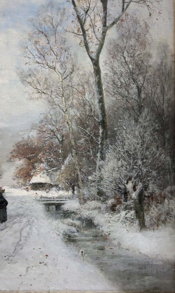 Route d'hiver avec deux figures paysannes par Adolf Gustav Schweitzer ( 1847-1914)-photo-1