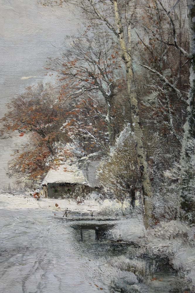 Route d'hiver avec deux figures paysannes par Adolf Gustav Schweitzer ( 1847-1914)-photo-2